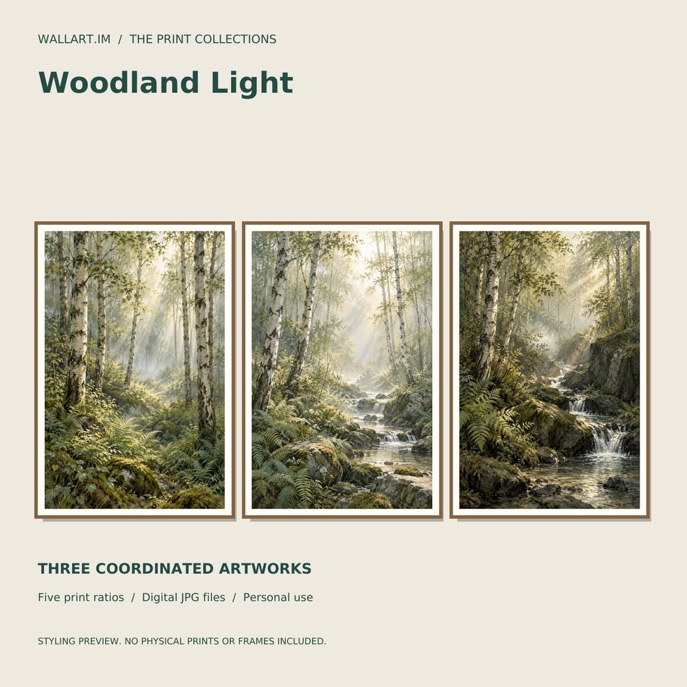 Woodland Light, all three artworks